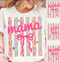 Load image into Gallery viewer, Floral Striped Name Bow     CC Tee
